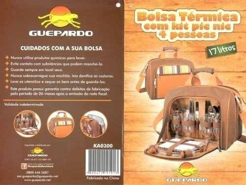 Kit Pic Nic Camping Bolsa Térmica Guepardo 17lts - 4 Pessoas