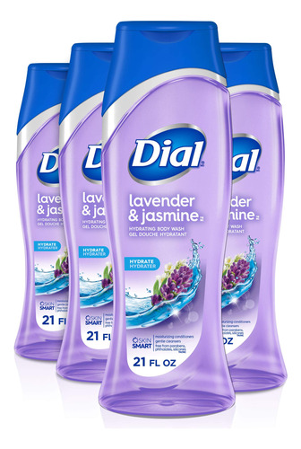 Dial Gel De Bano, Lavanda Y Jazmin, 21 Onzas (paquete De 4)