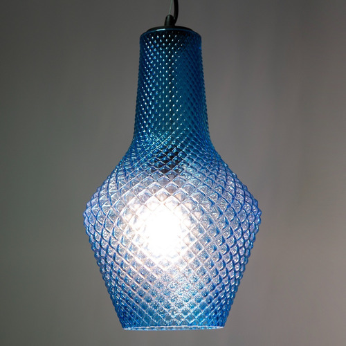 Imagen 6 de 7 de Lámpara Colgante Azul Turquesa Vidrio E27 40w 1 Luz