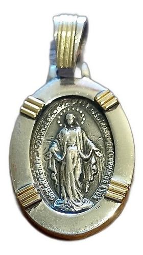 Medalla Virgen Milagrosa Plata 925 Y Oro 18k 2.5 X 2cm
