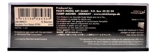 Minichamps 1/43 Scuderia Toro Rosso Str3 2008 S. Bourdais