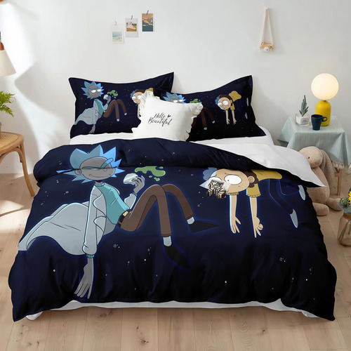 Juego De Ropa De Cama De Anime De Rick Y Morty Con Estampado