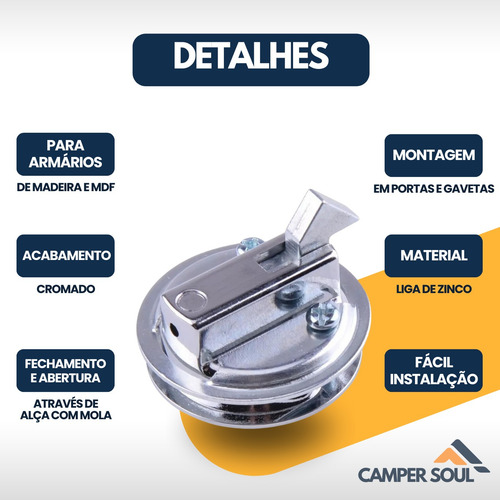 Fechaduras Puxador Trava Metal Armario Motorhome Trailr Iate