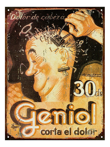 Cartel De Chapa Vintage Publicidad Antigua Geniol L661