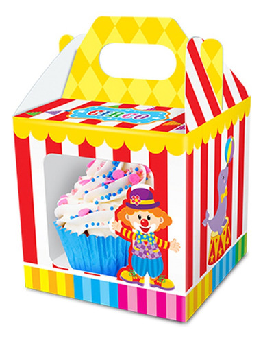 Caixa Cupcake Circo Mágico Junco 8und