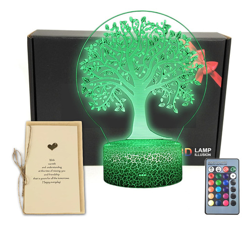 Lámpara De Mesa Led Lucky Tree 3d Illusion, Luz Noctur...