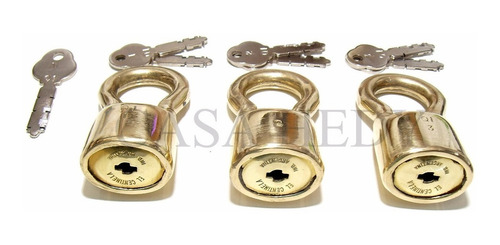 Imagen 5 de 7 de Candado Con Llave Maestra Para Tranquera De Bronce 50mm X12u