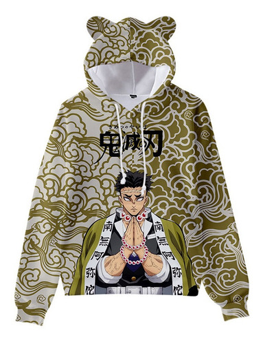 Sudadera Con Capucha Anime Demon Slayer Nezuko Con Orejas De