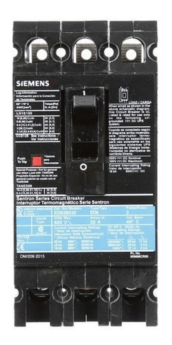 Interruptor Termomagnético Sentron Siemens 15a 65ka 240v