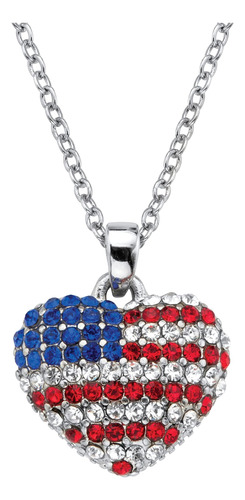 Palmbeach Jewelry Silvertone Redonda Red White And Blue Flag