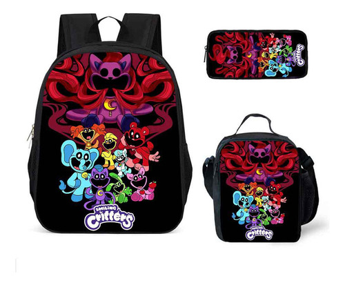 A Set De Mochilas Escolares Smiling Critters, De Tres Piezas,