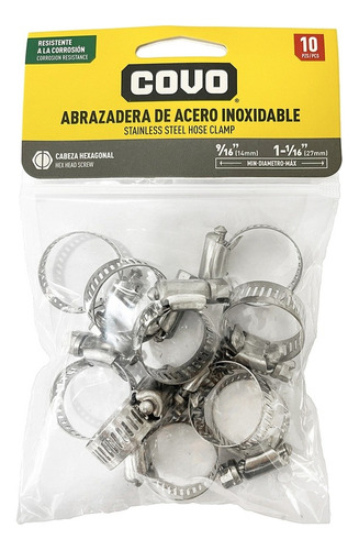 Abrazadera De Acero 9/16 X 1-1/16 (14-27mm) Covo (pack X 10)