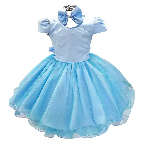 Vestido Infantil Tema Frozen Azul Luxo Aniversário - Pingo de Gente Baby  Kids