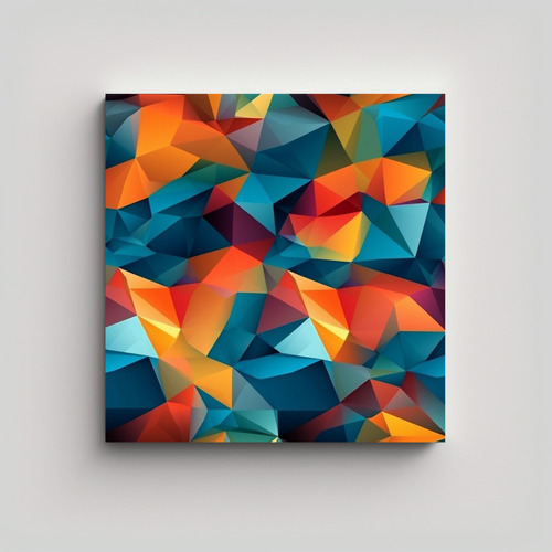 40x40cm Cuadro Low Poly Impresionante Bastidor Madera Flores