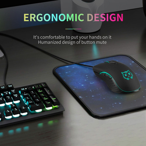 Ratón Ergonómico Para Juegos Con Cable, Luces De