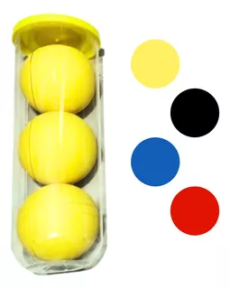 Pelota Pack Set Frontón 3 Pelotas Caucho + Estuche Plastico