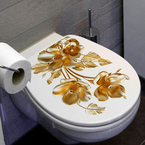Tee Pegatinas De Inodoro Con Estampado Floral Dorado En