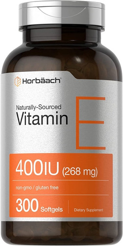 Vitamina E 400iu 268mg 300 Capsulas De Gel Horbaach