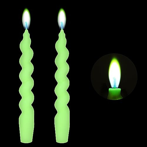 Velas De Espiral De Llama Verde De 7.8 Pulgadas Juego D...