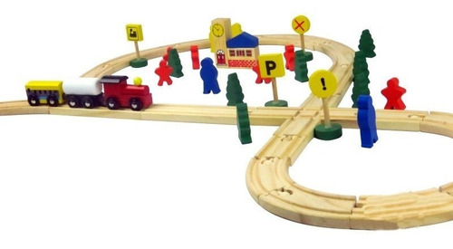 Imagen 3 de 5 de Pista Tren De Madera 48 Piezas Niños Juego Didactico Thomas