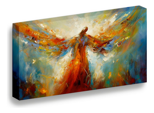 Cuadro Lienzo Canvas Cristo Alas Fuego Oleo Oficina 25*30cm