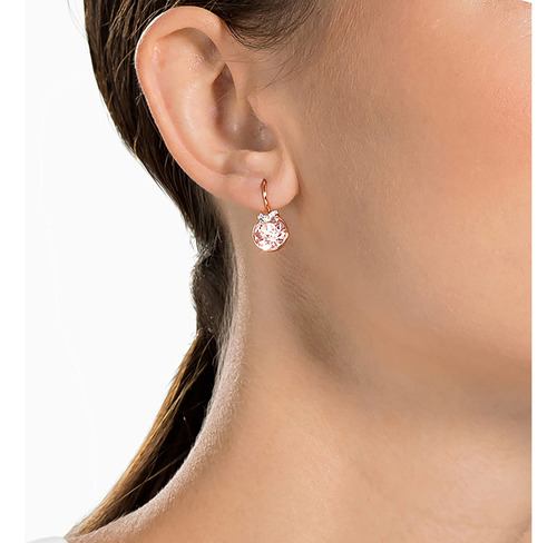 Pendientes Swarovski Bella V, Cristal Rosa, Baño De Oro Rosa