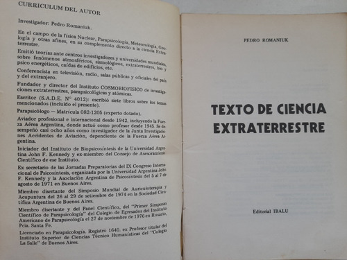 Texto De Ciencia Extraterrestre, Pedro Romaniuk (Usado)