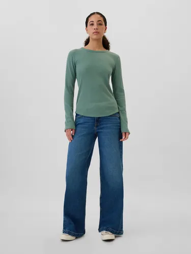 Polera Gap Waffle Manga Larga Mujer Verde