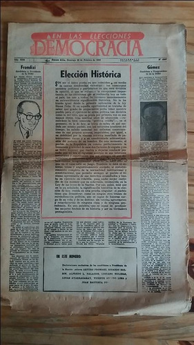 Diario Democracia 23/2/1958 Frondizi Presidente