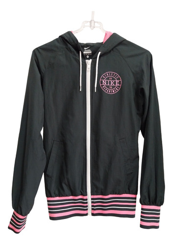 Campera Nike Negra Rompeviento Capucha Bolsillos Xs Forrada (Usado)