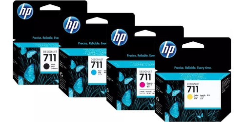 Combo Hp 711 Negro Mas 3 Colores Originales T120 T520