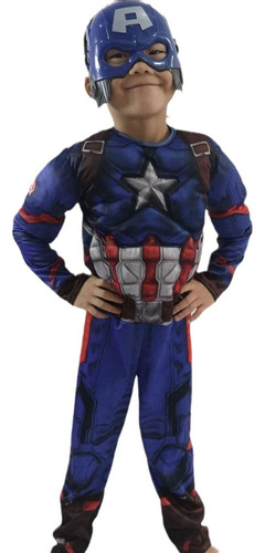 Halloween Capitán América Cos Niños Traje Muscular Superhéro