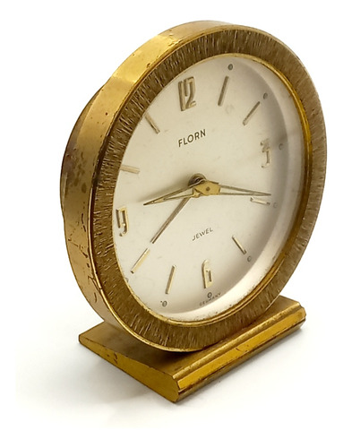 Antiguo Reloj Despertador Florn Alemán Latón Funcionando 