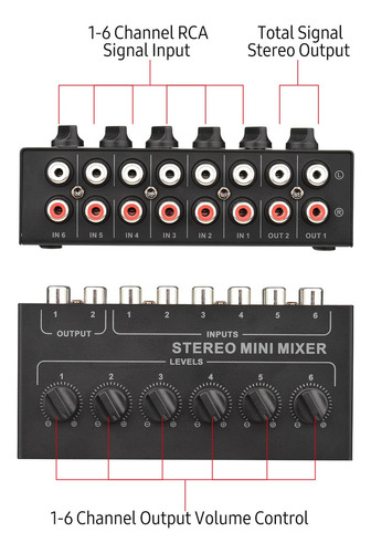 Mixer Stereo Canal Necessário Mini 6 2 Distribuidor De Áudio