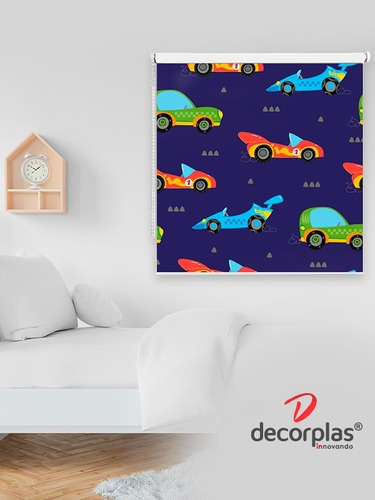 Cortina Enrollable Diseño Kids Cars 1.60x1.20 Decorplas