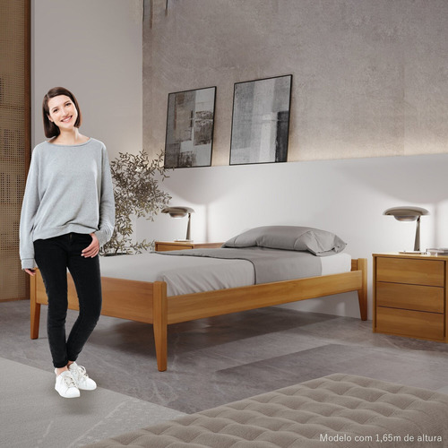 Cama Solteiro 90cm Turca Slim Em Madeira Maciça Jc