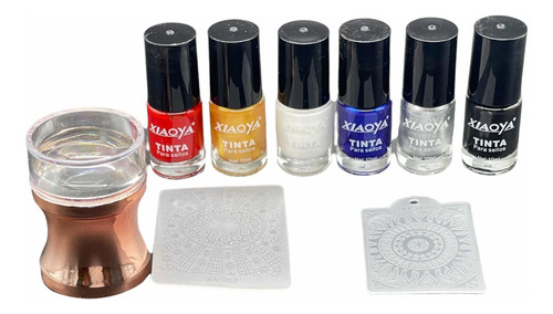 Tintas Para Sellos De Uñas Y Estampador Con Lupa.