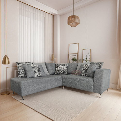 Sala Esquinera L De 2 Piezas Mod. Madrid, Incluye 9 Cojines