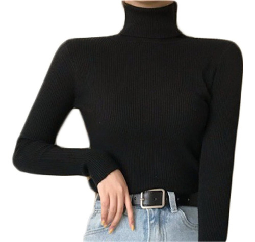 . Sueter De Mujer Moda Sweater Dama Cuello Alto Abrigo . .