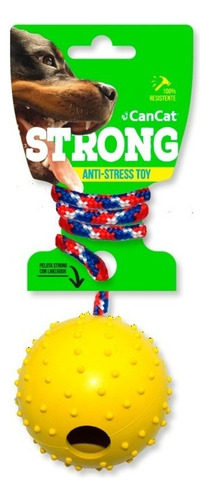 Pelota Resistente Perro Con Soga Nylon Strong Color Amarillo
