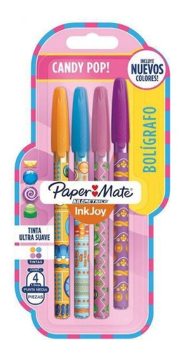 Boligrafo Paper Mate Candy Pop X 4 Colores En Blister