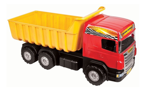 Caminhão Super Caçamba Vermelho Com Pá E Rastelo Magic Toys