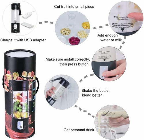 Exprimidor De Frutas Portátil Usb Licuadora Recargable