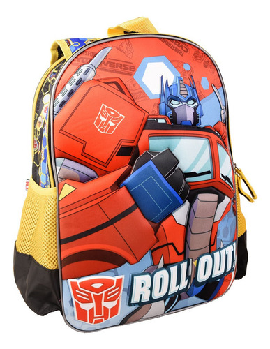 Mochila Niño Transformers 3d Primaria 100% Diseño De La Tela Amarillo