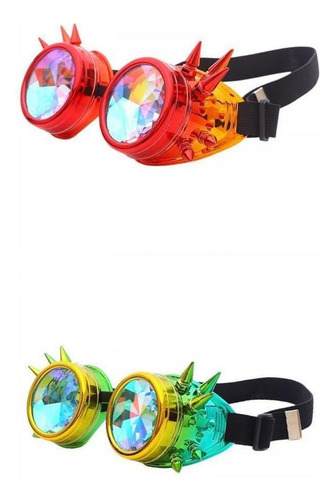 A*gift 2x Rainbow Steampunk Goggles Lentes De Caleidoscopio