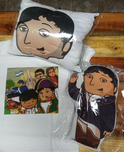 Imagen 5 de 9 de Combo Zamba Paka Paka Remera + Muñeco + Almohadón 5 Personaj