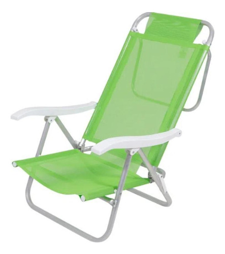 Cadeira De Praia Reclinável Sunny Em Alumínio Verde Bel