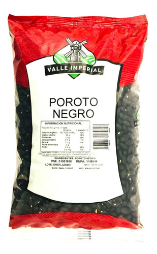 Poroto Negro 1 Kg. Marca Valle Imperial