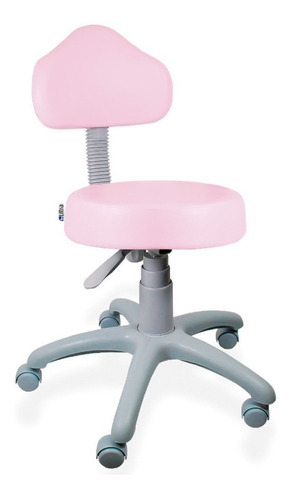 Cadeira de escritório Ultra Móveis Corporativo Mocho base cinza ergonômica  rosa-claro e cinza com estofado de couro sintético