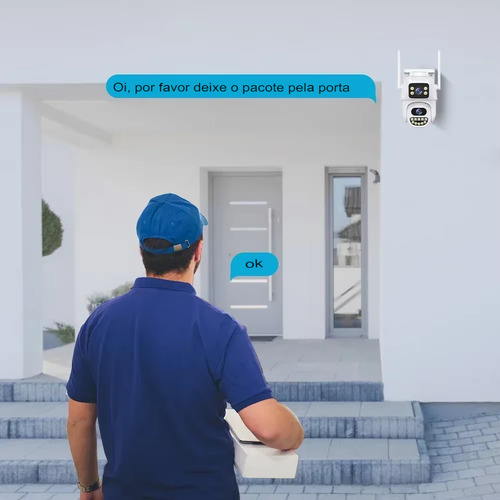 Kit 2 Câmera Segurança Wifi A33h App Icsee Lente Dupla 6mp Cor Branco